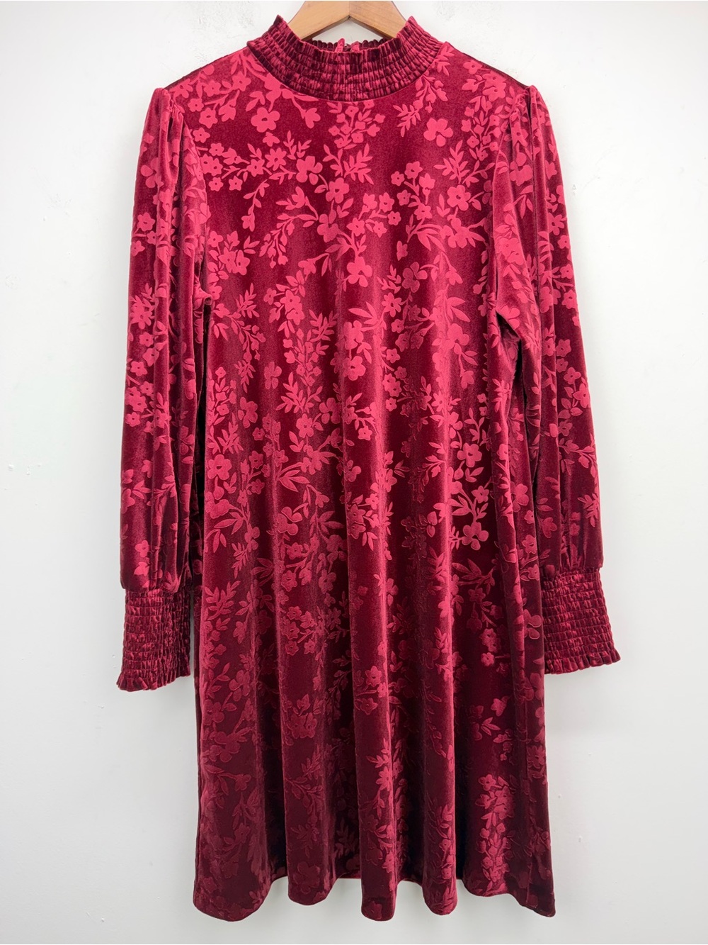Matilda Jane size Large Women’s Melanie Burgundy Red Floral Velour Dress NWT